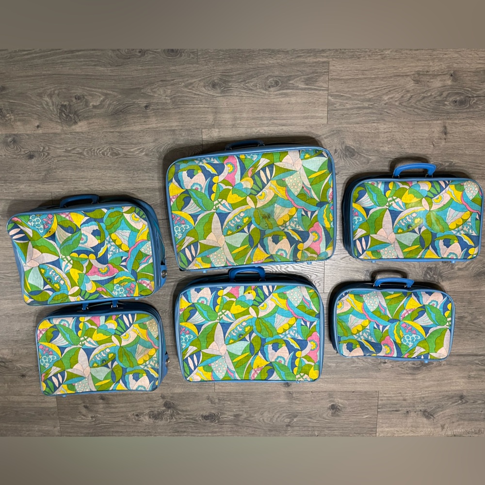 Vintage Floral Print Luggage Set